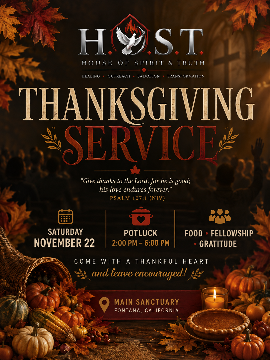 Thanksgiving Service & Potluck event flyer